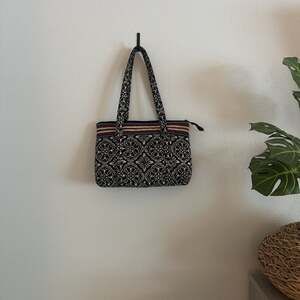 Vera Bradley Purse Little Betsy Tote Bag Barcelona Black 2010 Quilted Cotton